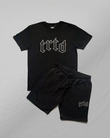 TRTD Gothic T-Shirt & Shorts Set (Black/White Outline)